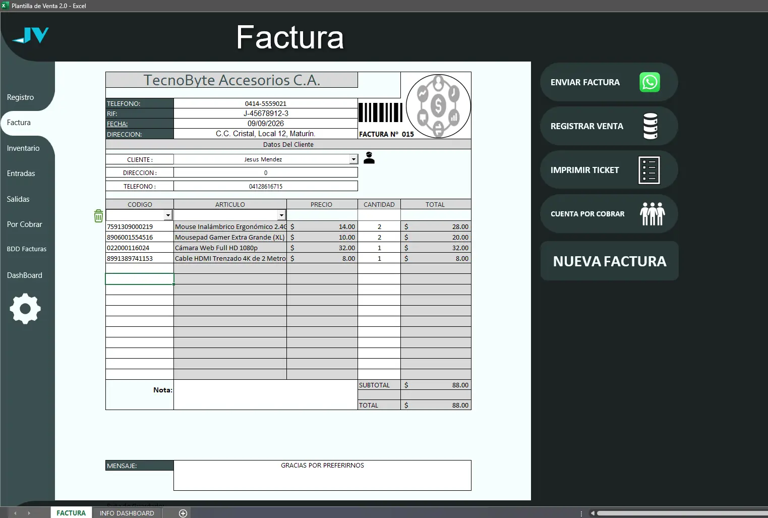 Plantilla de Facturación