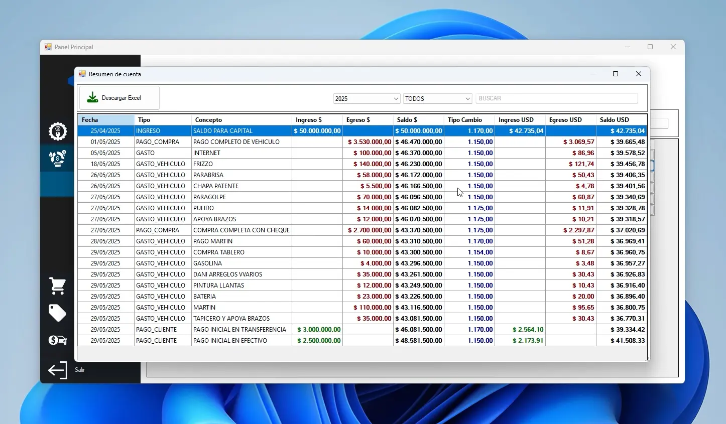 Sistema Contable Venta de Vehiculos - Captura