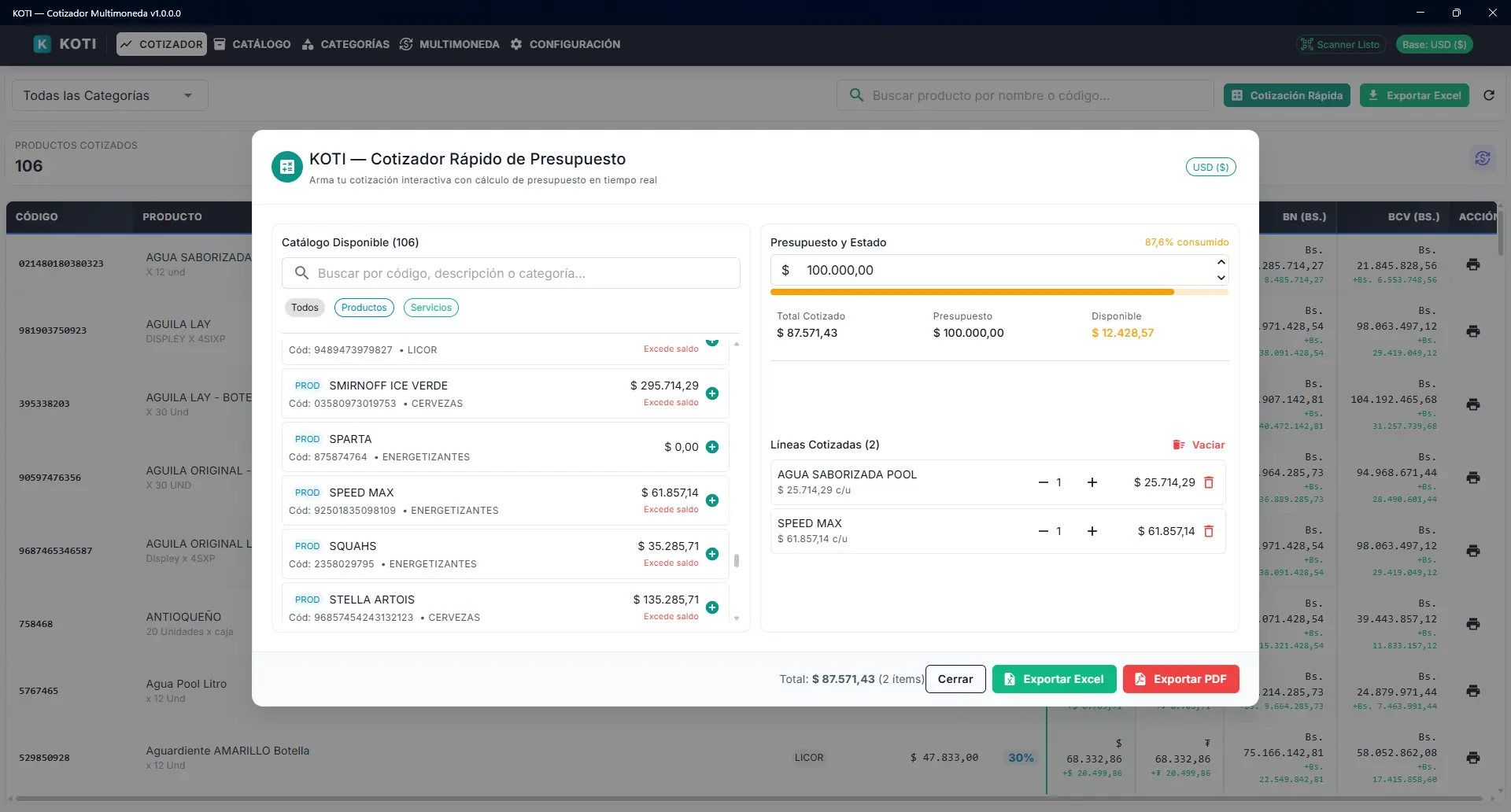 KOTI — Cotizador de Precios